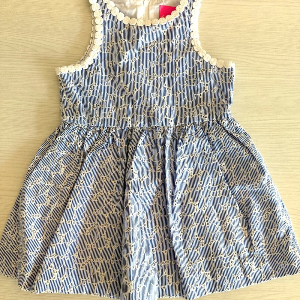 Lilly Pulitzer Mini Tori Blue and White Sleeveless Dress 3T